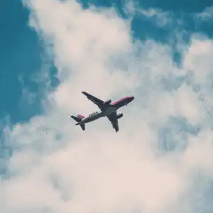 aeroplane in a blue sky from below