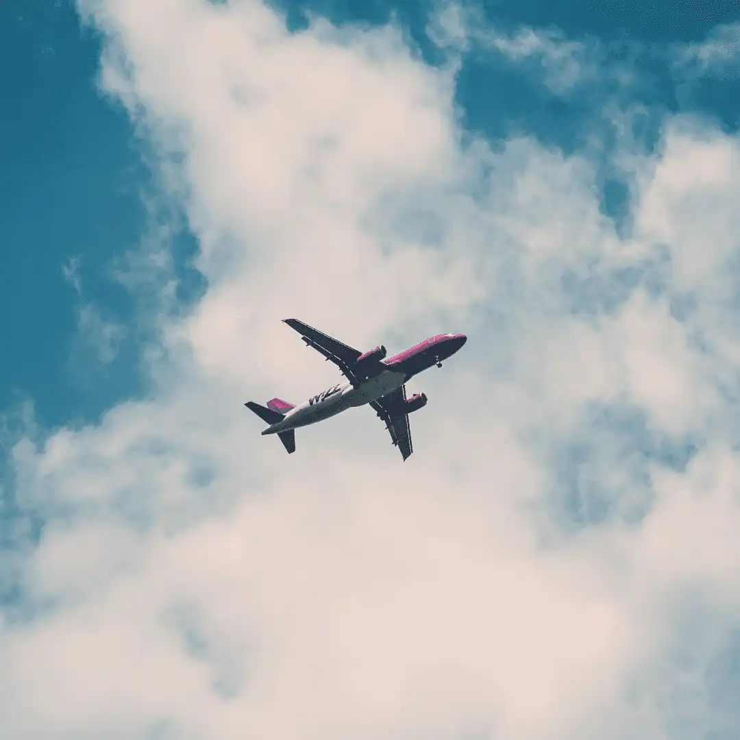 aeroplane in a blue sky from below