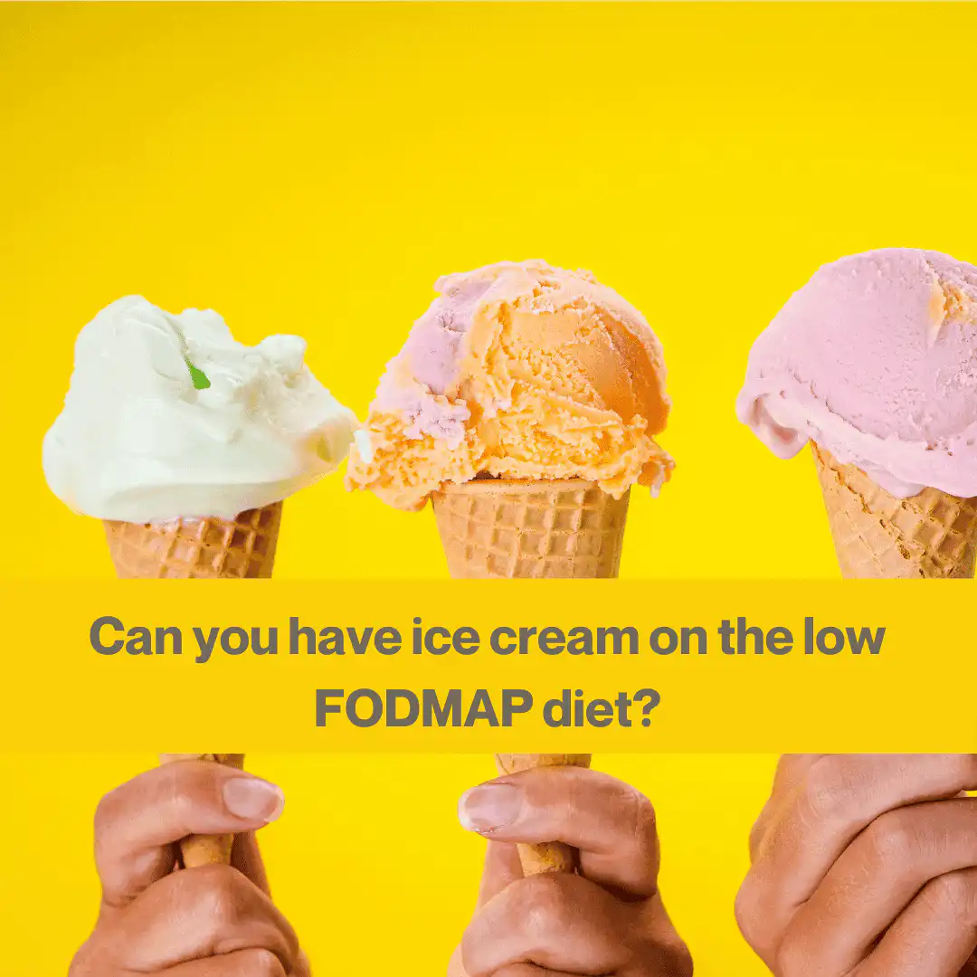 Yellow background with a close up of three white people's hands each holding a cone with a scoop of ice cream at the top. The colours are pale pink, orange and yellow ice cream.