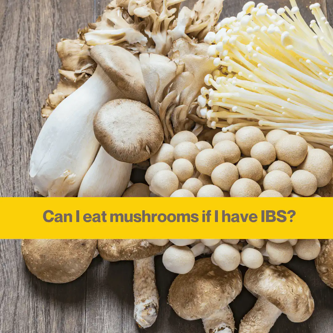 mushrooms and IBS (2) Close up of a variety of mushrooms against a wooden background